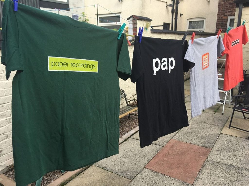 Paper Recordings T-Shirts on washing line