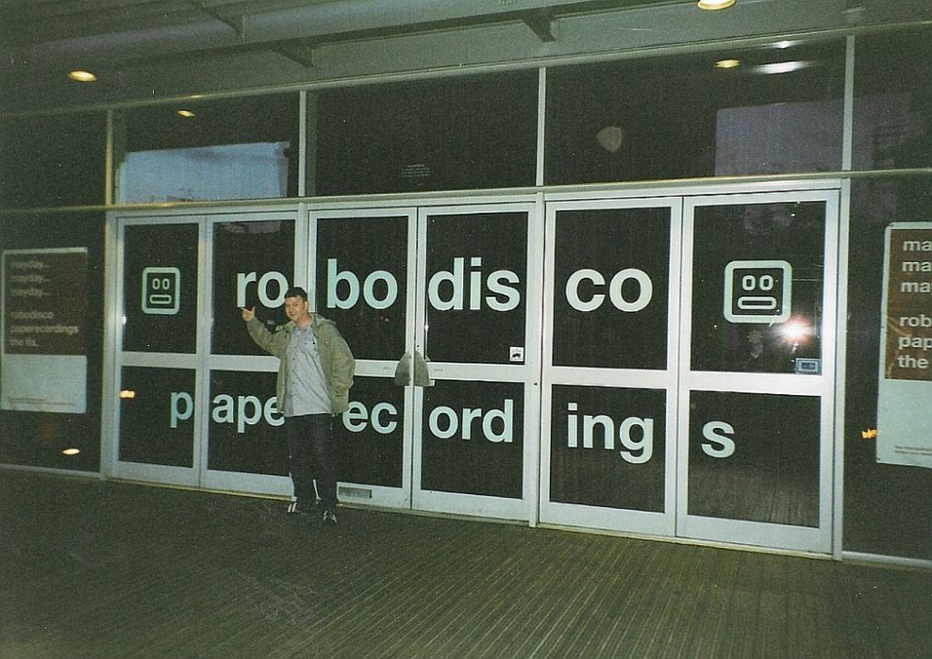 Photo: Pete Jenkinson outside Robodisco, Planet K Manchester, circa 1999