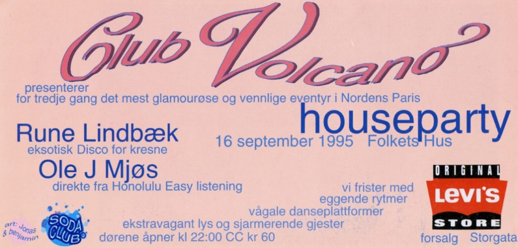 Club Volcano flyer, Tromsø, 1995